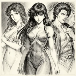 strongest female anime character. pencil and ink by artgerm, cushart krenz, greg rutkowski and alphonse mucha. dramatic lighting