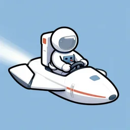basic digital drawing in photoshop of simple astronaut driving a flying speeder