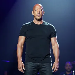 publicity photo still of vin diesel in blind guardian live on stage, 8 k, live concert lighting, mid shot