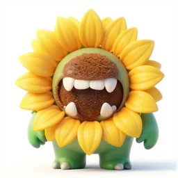 sunflower monster with human teeth, horrors