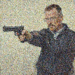 walter white holding gun, painting by phil hale, francisco goya,'action lines '!!!, graphic style, visible brushstrokes, motion blur, blurry