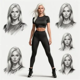 full body character concept art of a gorgeous stylish white haired female fitness coach | | distinct - fine, key visual, realistic shaded perfect face, fine details by stanley artgerm lau, wlop, rossdraws, james jean, andrei riabovitchev, marc simonetti, sakimichan, and jakub rebelka, trending on artstation