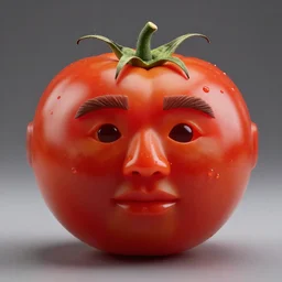 tomato in the shape of a human face, human face made out of tomato, tom hanks made out of tomato, professional food photography, unreal engine