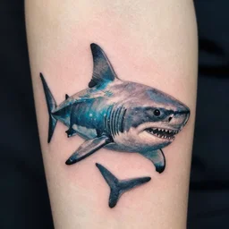 ocean creative double exposure effect with sharks, medium - sized tattoo sketch, amazing detail, trending on pinterest