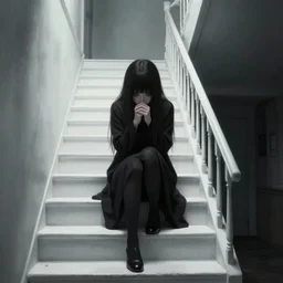 a creepy white staircase by Junji Ito