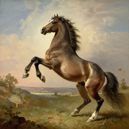 a wild horse, rearing dramatically, by george-stubbs