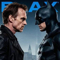 batman versus gus fring, poster, movie poster, facing each other, side angle, imax, highly detailed