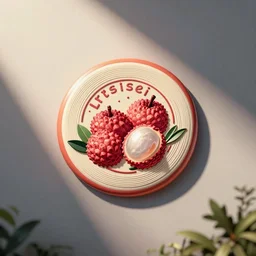 a logo design of a frisbee with lychee theme