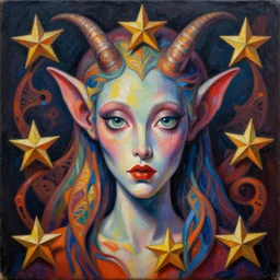 intricate five star dryad demon by pablo picasso, oil on canvas, hdr, high detail, photo realistic, hyperrealism, matte finish, high contrast, 3 d depth, centered, masterpiece, vivid and vibrant colors, enhanced light effect, enhanced eye detail, artstationhd