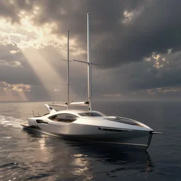 a futuristic sport yacht by artgerm and greg rutkowski volumetric light, detailed, octane render, midsommar