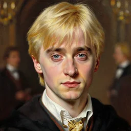 a close - up portrait of draco malfoy, attending the yule ball. beautiful painting by jim kay. color harmony, 8 k detail, gallery quality, hd wallpaper, premium prints available, hyper - detailed, intricate design.