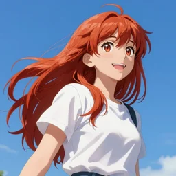 digital art cheerful latin redhead tomboy, blue sky, sharp contrast, high details, perfect proportions, dynamic art anime by ilya kuvshinov, murata, makoto shinkai, wlop, sakimi art expert, best selling pixiv, volumetric lighting, realistic shaded lighting, 8 k, highly detailed render