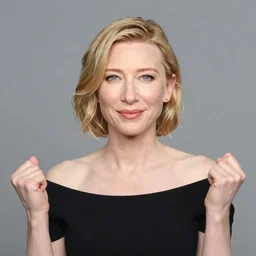 image of cate blanchett holding the same image,