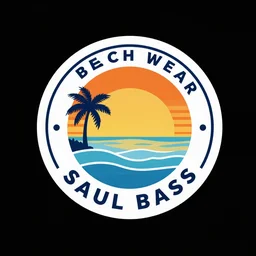 logo design for a beach wear clothing company in the style of saul bass, sticker design, illustrator vector graphics