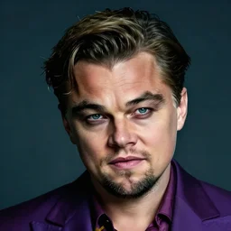 dslr photography of leonardo dicaprio as the riddler from batman, head and shoulders photography, cinematic, studio portrait