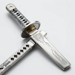 etched stainless steel decorative katana, dynamic lighting, photography