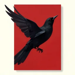 beautiful digital fantasy illustration of a black bird with a red background, poster art by victo ngai, behance contest winner, vanitas, wiccan, tarot card, angel sitting on a rock, abyssal warmth, an ultrafine detailed painting by peter mohrbacher, high detail texture, unreal engine, 8 k, photographic quality, ultra hyper realistic quality, 8 k definition