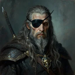 ((Lich Vecna)) wearing an eye-patch!!!!!!!!! eye-patch!!!!!!!! eye-patch!!!!!!!!, fantasy, horror, painted by Raymond Swanland