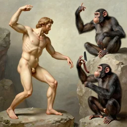 The Creation of Adam but with apes