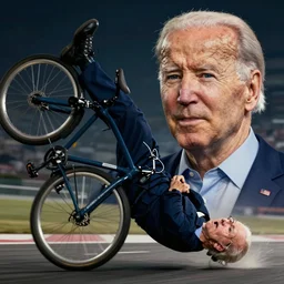 ( ( ( ( ( hyperrealist distant portrait of joe biden falling off bike ) ) ) ) ) by chris rallis, fantasy, photorealistic, octane render, unreal engine, dynamic lighting, bet face, handsome man, beautiful, wlop, cute, perfect factions, perfect man, trending on artstation, poster, volumetric lighting, very detailed faces, 4 k, award winning