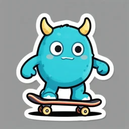 cute monster skateboarding, sticker art, cronobreaker, beeple
