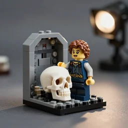 product photo still of hamlet holding a skull best the open grave lego playset, 8 k, 1 2 0 mm macro, f 1. 8, studio lighting, key light