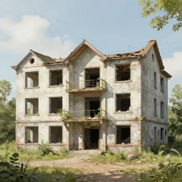 a beautiful very detailed highly detailed unfinished building entrie nature abandoned building by eugene boudin, retro, archdaily, wallpaper, highly detailed, trending on artstation.