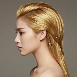a women with hair made by gold