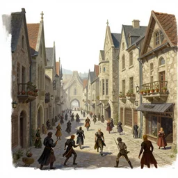 a busy fantasy street battle within a fascinating old city, by Sylvain Sarrailh, by Sebastian Luca, by Nicodemus Yang-Mattisson,   cinematic, simple but effective composition, clean lines, beautiful digital painting, oil painting, dungeons and dragons, lord of the rings