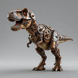 a t-rex made out of rusty gears, octane render, 3D