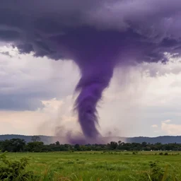 Amazing Purple tornado wreaking havoc in a beautiful landscape