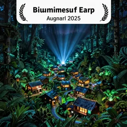 bioluminescent forest village