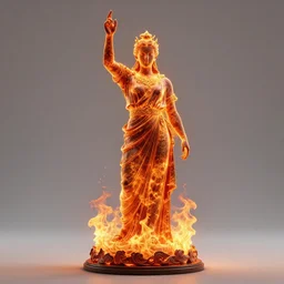 statue made of fire, photo, render