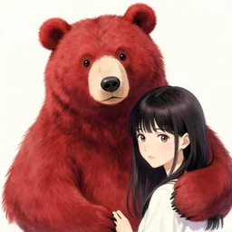 sketchbook anime red bear and girl, magnificent, close up, details, sharp focus, elegant, highly detailed, illustration, by jordan grimmer and greg rutkowski, intricate, beautiful, trending artstation, pixiv, digital art