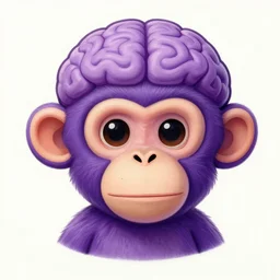 a frontal portait drawing of a small cute purple monkey with a detailed brain cap by inio, beeple and james jean, aya takano color style, trippy, 8 k, super detailed, night sky 4 k, digital art, digital painting, clean