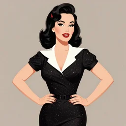 a retro pinup illustration of dita von teese in the style of alberto vargas and in the style of gil elvgren and in the style of anna dittmann.