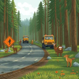 road construction in middle of forest and animals are unhappy