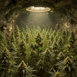 a huge underground marijuana plantation in victorian england highly detailed award winning digital art masterpiece