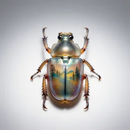 translucent beetle collection display, studio product photography, isolated on a pure white background, centered, entire object in frame, sharp focus, soft studio lighting