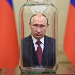 vladimir putin inside a glass bottle