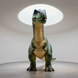 a portrait of a dinosaur, central composition, very cartoon, shape focus, high detailed, by james turrell
