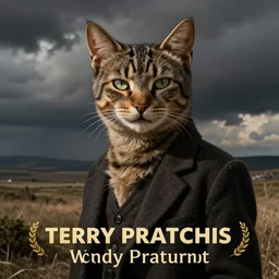 terry pratchett with cat ears, nekomimi, smiling slightly by rembrandt and konstantin razumov