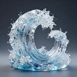 ocean wave shape crystal sculpture, isolate translucent, volumetric light, blooming effect, super details, ultra realistic, 8k octane render