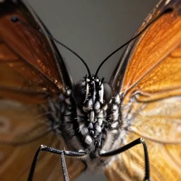 macrophotograph of a butterfly's head, realistic