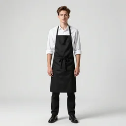young butcher in apron, photorealistic portrait photography, full body, standing, isolated on a pure white background, centered, whole figure in frame, sharp focus, studio lighting