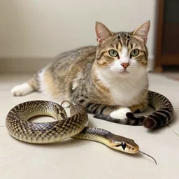 a hybrid between a cat and a snake
