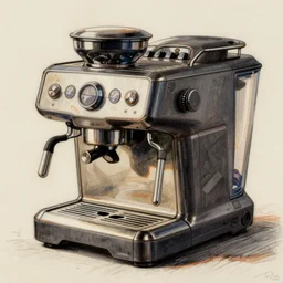 coffe machine from borderlands, sci - fy, handdrawn, detailed,