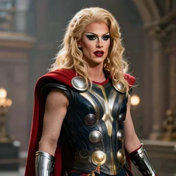 thor as a drag queen, cinematic shot, 8k resolution, hyper detailed