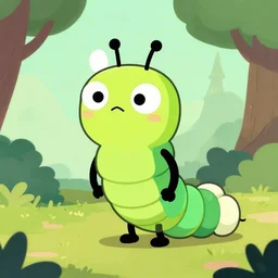 caterpillar character, cartoon style, adventure time style