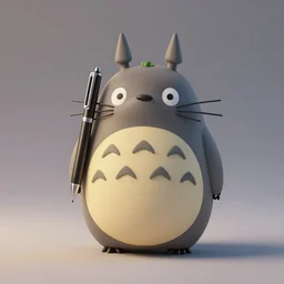a pen based in totoro's shape, 3 d render, artgem, octane render, artstation, hasselblad photo, 4 k resolution, blender, renderman, fashion design, biologigal, product photo, product design, high quality, award winning, designed by tinker hatfield, 3 d print model